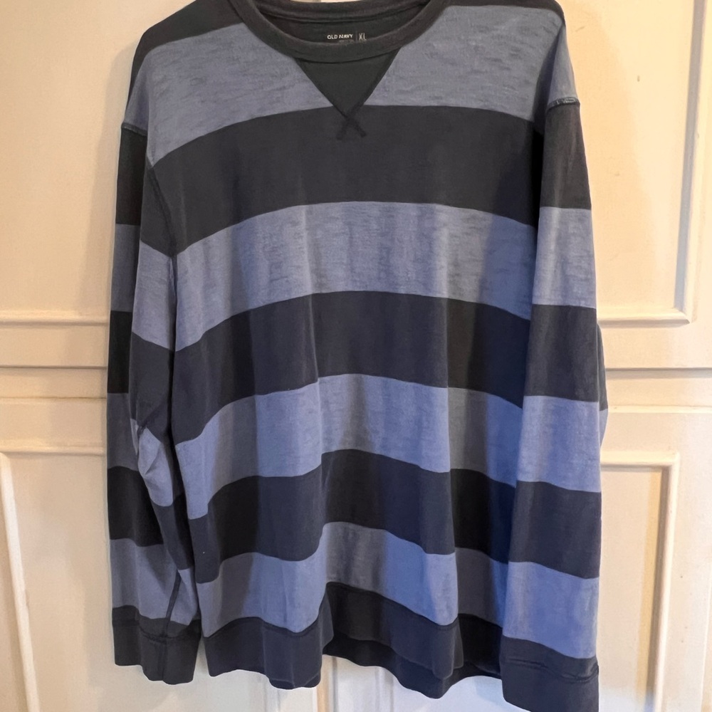 Striped Men's Shirt - Blue and Black